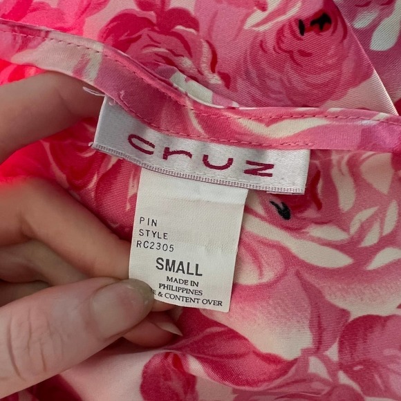 Vintage 90s/Y2K Pink Floral Printed Midi Slip Dress - Picture 5 of 6